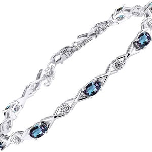 Vintage Silver Alexandrite Bracelet-Color Changing Gemstone-Sterling Silver Bracelet-Colors Changing Bracelet-June Birthstone Bracelet.