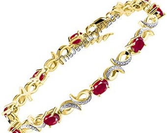 Bracelet Ruby, 925 Sterling Silver, Gemstone Bracelet, Tennis Bracelet, July Birthstone, Ruby Jewelry, Gift For Her, Women Jewelry