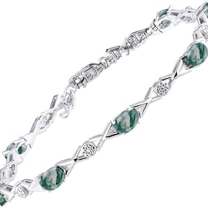 Green Moss Agate Bolo Chain Bracelet, Women&#39;s Adjustable Bracelets, Anniversary Gifts, Green Gemstone Bracelets, Moss Agate Jewelry