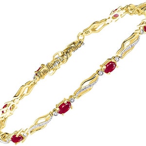 Vackert rubinarmband Guldfyllt / Rubinsmycken Armband Ovalslipad Ädelsten, Rubinsmycken, Bröllopsarmband, Present till henne