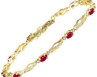 Hermosa pulsera de rubí rellena de oro / pulsera de joyería de rubí piedra preciosa de corte ovalado, joyería de rubí, pulsera de boda, regalo para ella