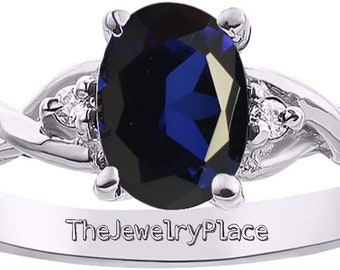 Blue Sapphire Ring, Genuine Lab Sapphire Ring, Oval Cut Sapphire Ring, September Birthstone