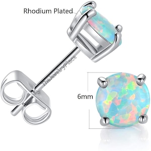 Studs Fire Opal Earrings, Studs Earrings, 925 Sterling Silver, White Fire Opal Gemstone,Dainty Round Opal Earrings