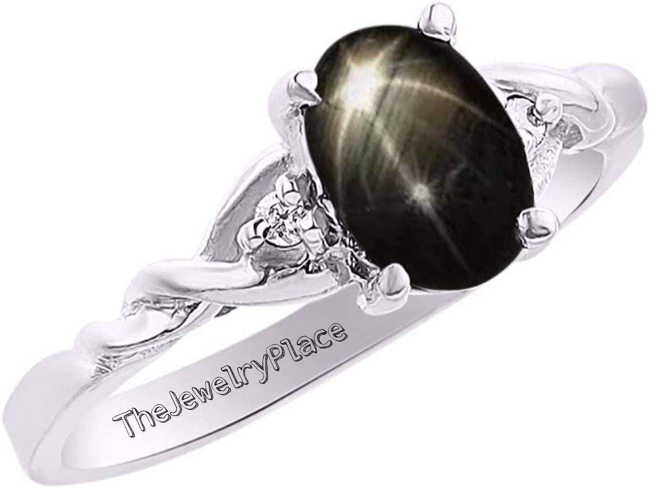 Beautiful Black Star Sapphire, 925 Sterling Silver Ring Lindy Star Ring
