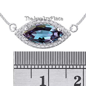 Dainty Vintage Alexandrite Pendant, Color Changing Gemstone Pendant, 925 Sterling Silver, Gift For Her Pendant, Silver Alexandrite Necklace