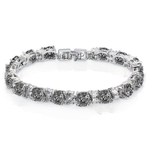 Dainty Black Rutile Bracelet For Women Unique Tennis Wedding Bracelet 925 Silver Black Rutilated Quartz Bracelet Women Handmade Bracelet