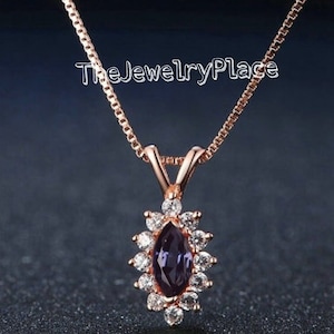 Marquise Cut Alexandrite Necklace For Women- Color Changing Gemstone Pendant- Alexandrite Pendant in 925 Sterling Silver- Alexandite Pendant