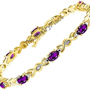 Handmade Amethyst Bracelet, 925 Sterling Silver, Tennis Bracelet, Purple Oval Cut Jewelry, Silver Bracelet, Wedding Bracelet, Gift For Her
