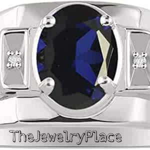 Lab Sapphire Engagement Ring 2ct Oval Cut Vintage Silver Engagement Ring Mens Sapphire Ring Promise Ring Anniversary Ring