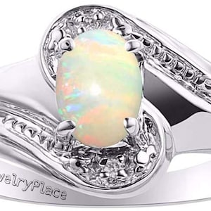 Fire Opal Engagement Ring Oval Opal Wedding Ring Silver White Opal Ring Dainty Opal Ring Sterling Silver Vintage Opal Ring for Women