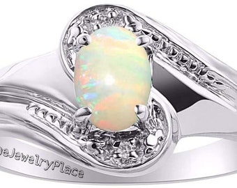 Bague de fiançailles Opale de Feu Bague de Mariage Ovale Opale Argent Blanc Opale Bague Dainty Opal Bague Sterling Argent Vintage Opale Bague pour Femmes