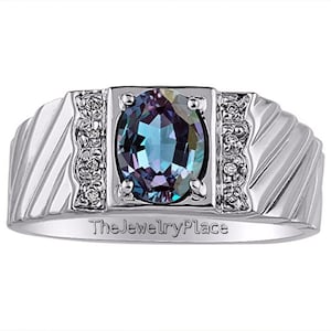 Alexandrite Gemstone Ring, 925 Sterling Silver Men&#39;s Ring, Lab Alexandrite Ring, Promise Ring, Personlised Men Ring, June Birthstone