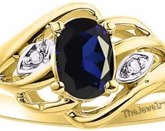 Ring met blauwe saffier, ovale verlovingsring, 14-karaats verguld, halo-ring, geboortesteen van september, cadeau voor vrouwen