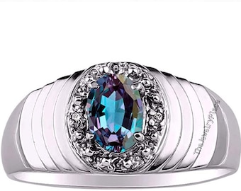 Beautiful Handmade Design LBC Alexandrite Ring_ Silver 925 Stackable Casual Ring_Engagement Ring.June Birthstone Ring.Christmas Gift Ring