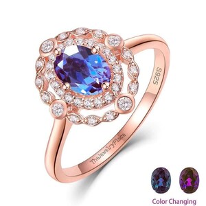 Colour Change Alexandrite Vintage Ring Wedding Ring, Color Changing Stone Ring, June Birthstone Ring, Promise Ring, Silver Alexandrite Ring
