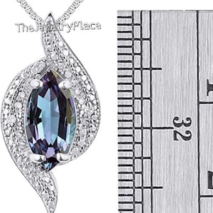Beautiful Handmade Alexandrite Necklace Sterling Silver / 925 Silver Marquise Cut Alexandrite Pendant for Women&#39;s