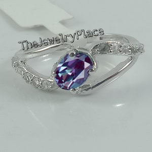 Vintage Alexandrite Ring in 925 Sterling Silver, Engagement Ring, Promise Ring, June Birthstone Ring, Anniversary Gift for Her
