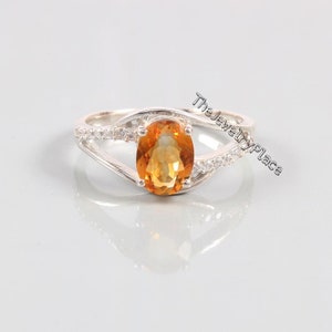 Natural Topaz Ring in 925 Sterling Silver for Women&#39;s Yellow Topaz Jewelry Ring Gifts for Her