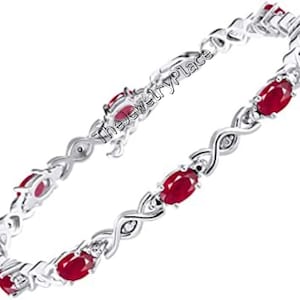 Dainty Ruby Bracelet in 925 Silver Bracelet, Tennis Bracelet, Red Gemstone Bracelet, Wedding Gift, Gift For her