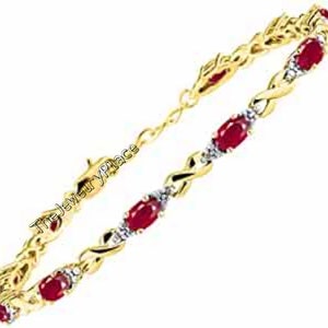 Rubin Armband 24k Vergoldet / Rubin Tennis Armband Mit Diamant Akzenten