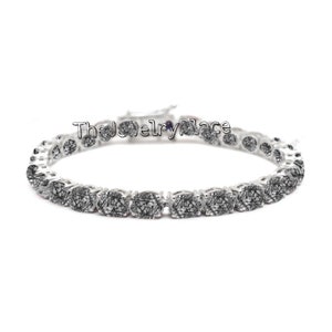 Vintage Black Rutile Bracelet For Women Unique Tennis Wedding Bracelet 925 Silver Black Rutilated Quartz Bracelet Women Handmade Bracelet