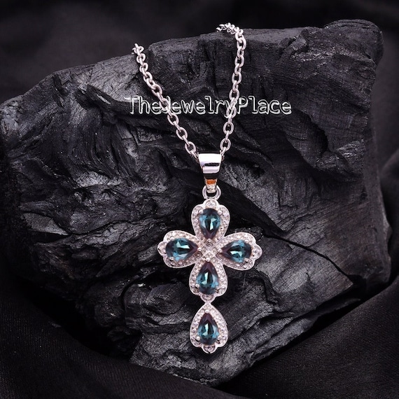 Alexandrite Cross Necklace for Women Color Changing Gemstone Pendant Alexandrite Pendant in 925 Sterling Silver Etsy