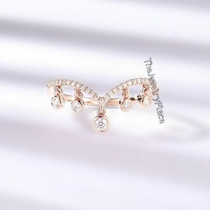 Diamond Wedding Band Curved Wedding Band Engagement Ring 24k Rose Gold Eternity Band Stacking Ring Promise Ring Anniversary Ring Stackable