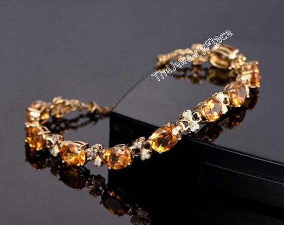 Genuine Yellow Topaz Bracelet-november Birthstone-yellow Gemstone-golden  Topaz Bracelet-14k Gold Plated Bracelet-golden TOPAZ Jewelry - Etsy