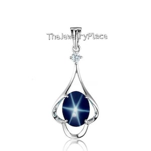 Beautiful Handmade Blue Star Sapphire Necklace Sterling Silver / 925 Silver Lindy Star Sapphire Pendant