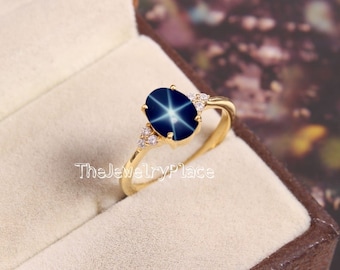 Genuine Vuntage Lindy Blue Star Ring for Women Blue Star Ring in 925 Sterling Silver