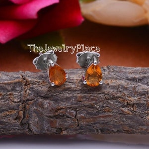 Yellow Topaz Earrings in 925 Sterling Silver- Golden Topaz Stud Earrings- Topaz Earrings For Women- Pear Gemstone Earrings