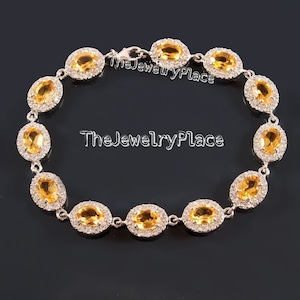 Beautiful Handmade Design Yellow Topaz Bracelet-Tennis Golden Topaz Bracelet-925 Silver Bracelet-Topaz Bracelet-Golden Topaz Bracelet