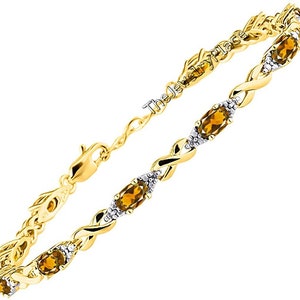 Genuine Topaz Bracelet-November Birthstone-Yellow Gemstone-Golden Topaz Bracelet-14K Gold Plated Bracelet-Golden TOPAZ Jewelry