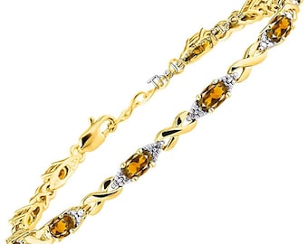 Genuine Topaz Bracelet-November Birthstone-Yellow Gemstone-Golden Topaz Bracelet-14K Gold Plated Bracelet-Golden TOPAZ Jewelry