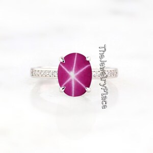 Vintage Pink Star Ruby Ring Silver 925 Ring, Lindy Star Ruby Vintage Engagement Art Deco Ring Cabochon Ring, Valentine&#39;s Day Gift For Her