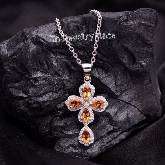 Yellow topaz cheap cross necklace