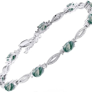 Moss Agate Bracelet For Women Unique Tennis Bracelet Silver Bracelet Green Gemstone Bracelet Women Wedding Bracelet Gift For Her