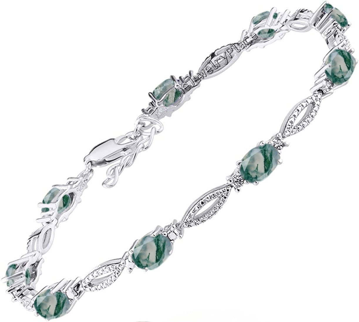 Moss Agate Bracelet For Women Unique Tennis Bracelet Silver Bracelet Green Gemstone Bracelet Women Wedding Bracelet Gift For Her