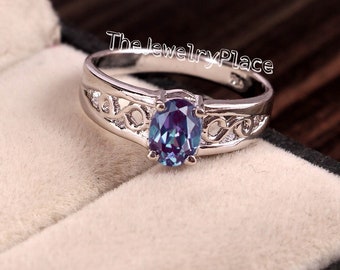 Beautiful Handmade Design LBC Alexandrite Ring_ Silver 925 Stackable Casual Ring_Engagement Ring.June Birthstone Ring.Christmas Gift Ring