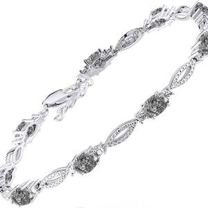 925 Silver Black Rutilated Quartz Bracelet-Dainty Black Rutile Bracelet For Women Unique Tennis Wedding Bracelet- Women Handmade Bracelet