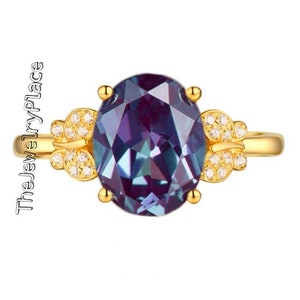 Proposal Alexandrite Ring /Alexandrite Wedding Ring/925 Sterling Silver Ring/Oval Alexandrite Ring/Wedding Ring/Stacking Ring