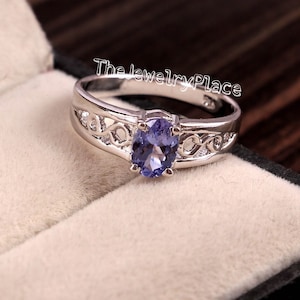 Genuine Natural Tanzanite Ring, Oval Cut Blue Gemstone, Sterling Silver Ring, December Birthstone, Engagement Ring, Promise ring