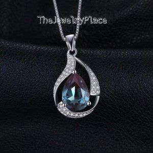 Teardrop Cut Alexandrite Necklace For Women- Color Changing Gemstone Pendant- Alexandrite Pendant in 925 Sterling Silver- Alexandite Pendant