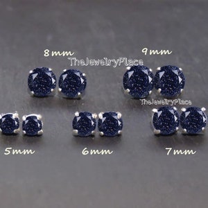 Echte blaue Sandstein Ohrringe für Braut Blaue Stein Ohrringe in 925 Sterling Silber Runde Galaxy Sanstone Ohrringe