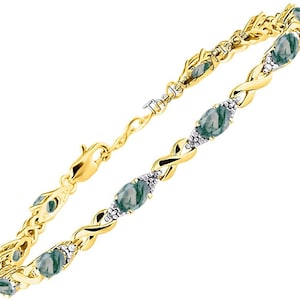 Moss Agate Wedding Bracelet | Personalized Gift | Agate Jewelry | Adjustable Agate Bracelet | Art Deco Vintage Bracelet | Mother Gift