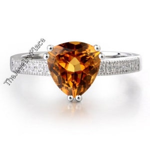 Trillion Cut Golden Topaz Gemstone Ring-Handmade Ring-Statement Ring-Vintage Golden Topaz Ring-Unique Ring-Yellow Topaz Ring