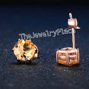 Beautiful Handmade Design Golden Topaz Studs Earrings-Golden Topaz Earrings-Yellow Topaz Earrings-Women Golden Topaz Studs