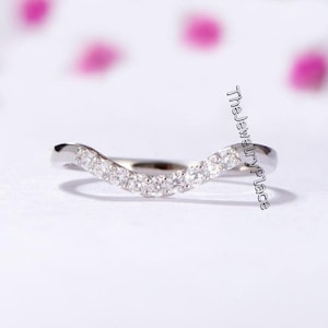 bande de bague incurvée vintage, bande empilable assortie, argent sterling 925, rehausseur de bague incurvée, bande simple délicate