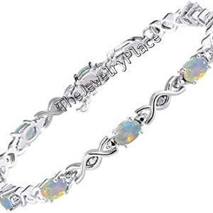 Natural Blue Opal Tennis Bracelet, Fire Opal Bracelet for Women