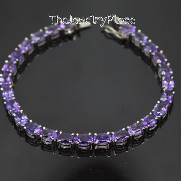 Solid Silver Alexandrite Bracelet-Color Changing Gemstone-Sterling Silver Bracelet-Colors Changing Bracelet-June Birthstone Bracelet.